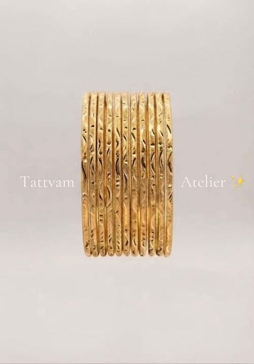 4pcs Bangle Stack, Tattvam Atelier 24ct Gold Plated Bangle for Daily Wear - Dainty & Lightweight - Tattvam.atelier