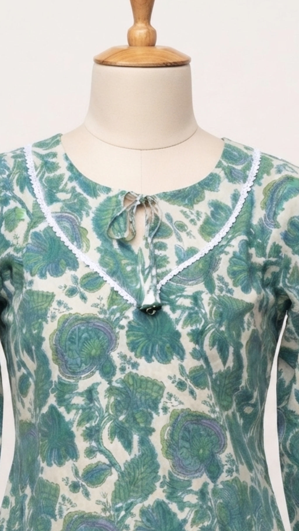 Turquoise Floral Block Print Kurti — Tattvam Atelier