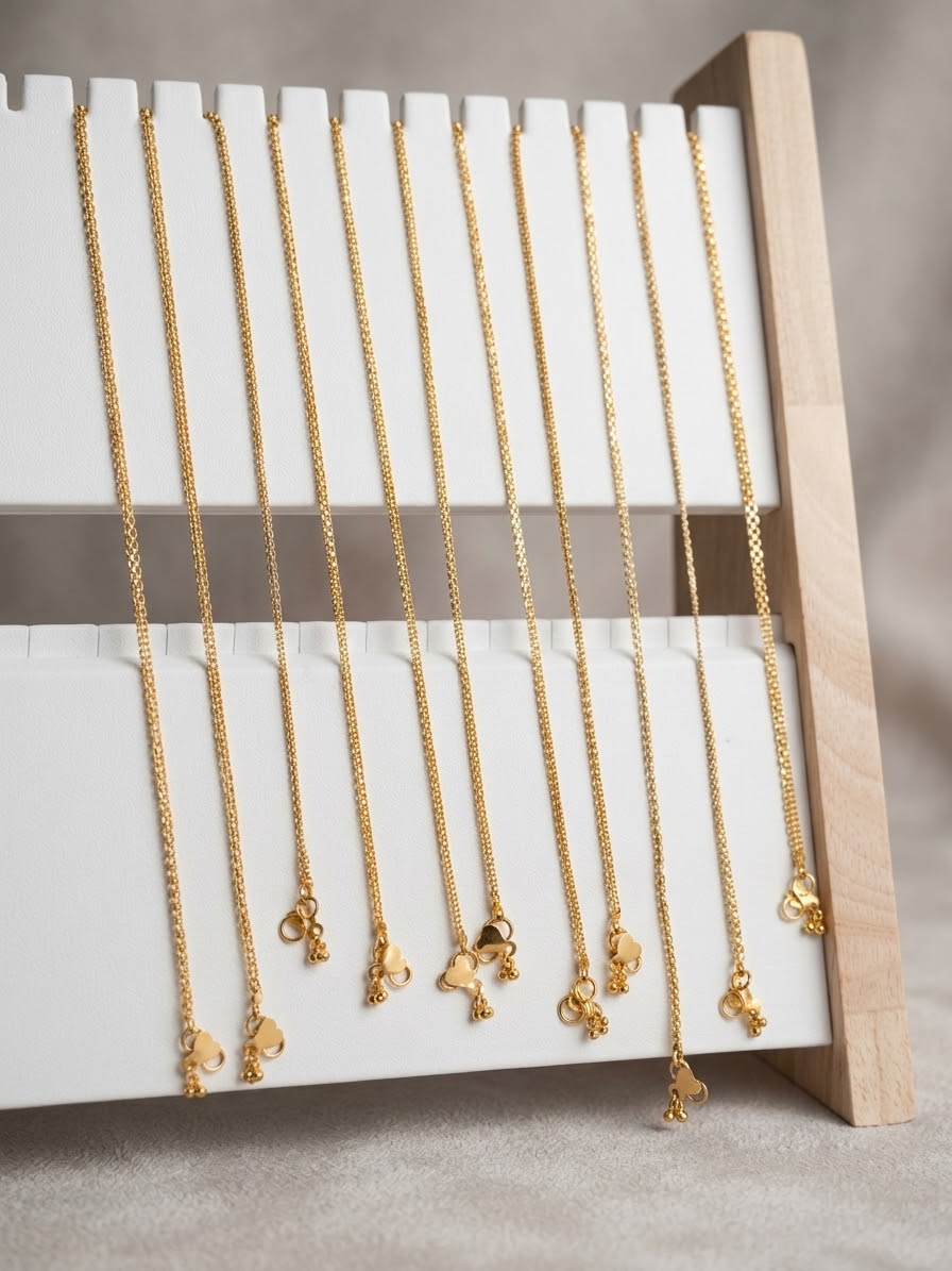 24K Gold Plated Dainty Double-Chain Anklet with Heart Charm & Triple Bell Accents | Minimalist Layered Foot Jewelry | Waterproof & Tarnish-Resistant Daily Wear Gift for Women