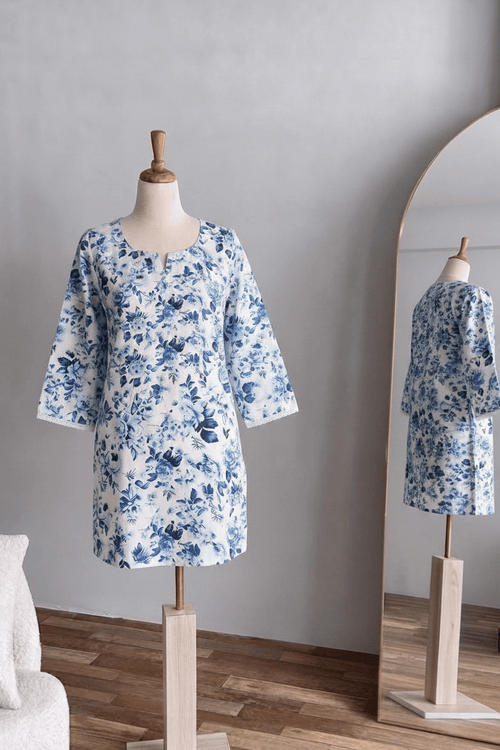 Floral Print Cotton Kurti — Tattvam Atelier - Tattvam.atelier