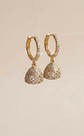 The Amara Pave Jhumki Earrings - Gold Plated with Delicate Stone Detailing for a Sparkle Effect - Traditional Baby Jhumki with Modern Twist - Dainty & Lightweight Design - Tattvam.atelier